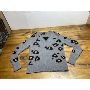 SKULL CASHMERE Animal Print Skull Sweater Gray Size Small